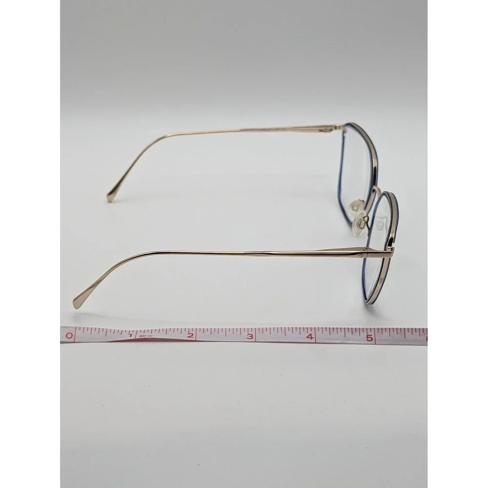 Rag & Bone RNB3028 Blue Gold Eyeglasses Frames Only 55-17 Geometric Metal Womens